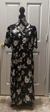 SHEIN Curve Women’s 3 XL Black Floral Short Flutter Sleeve Front Slit Dress