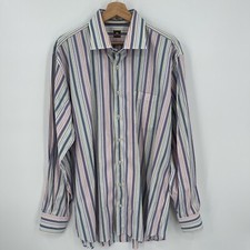 PETER MILLAR Pop Multi Stripe Sport Dress Woven Shirt Mens XL 100 Cotton SPOT