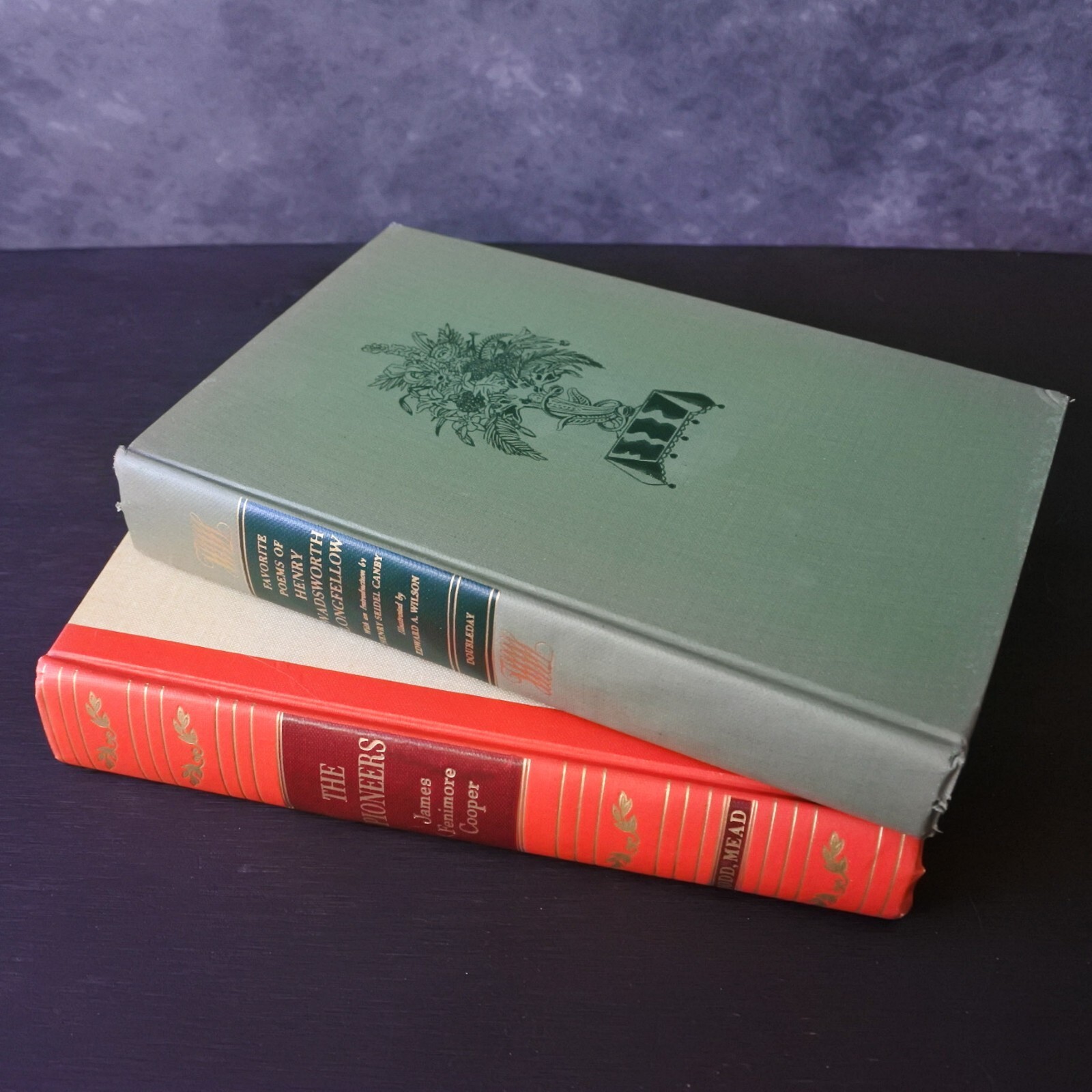 Vintage Red Green Gold Book Stack Old Hardcover Books Shabby Shelf ...