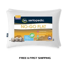 (2 pack) Sertapedic Won't Go Flat Bed Pillow, Standard/Queen