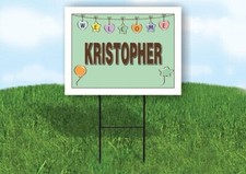 KRISTOPHER WELCOME BABY GREEN 18 in x 24 in Yard Sign Road Sign with Stand