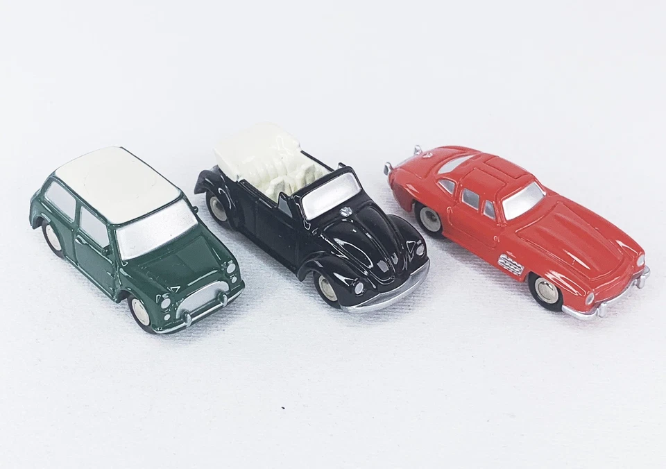 Juego de 3 coches Schuco Piccolo Mercedes 300SL, VW Kafer Cabrio, Austin Mini DIECAST Foto 3 de 4