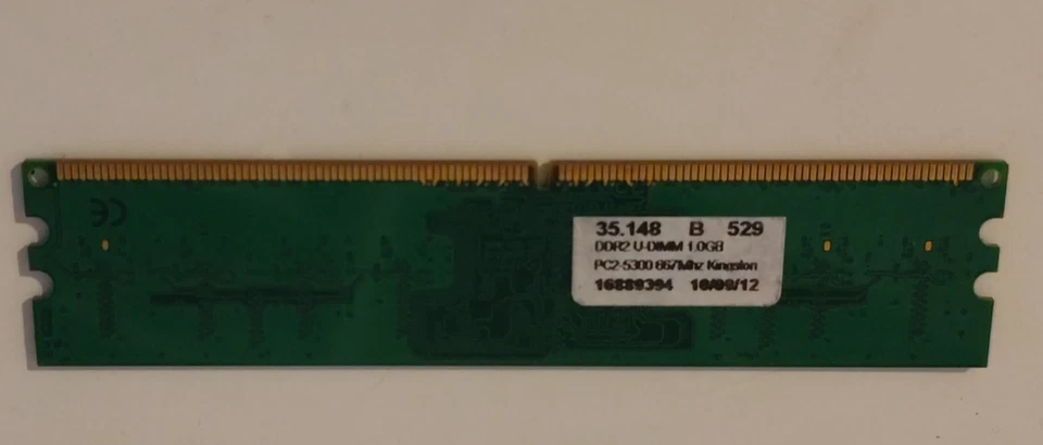 Memoria RAM DIMM Kingston 1GB PC2-5300 667Mhz 240 pin CL5 DDR2 KVR667D2N5/1G - Immagine 2 di 2