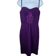 Y2K Express Purple Corset Bodycon Dress Adjustable Straps Lace-Up Womens M