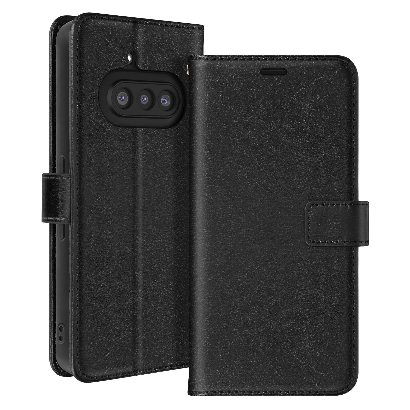Étui à rabat vintage pour Nothing Phone 3a avec finitions cousues main et support