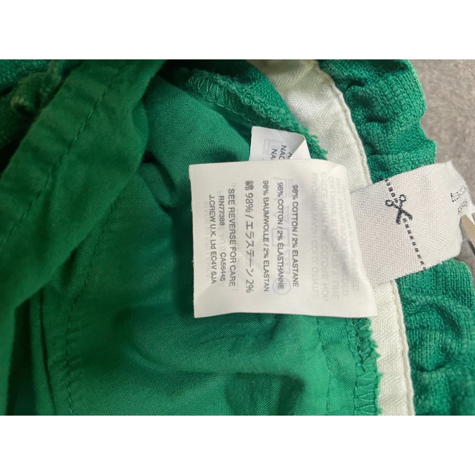 Pantalones Cortos J.Crew Verde Mezcla Lino Bolsillos Cintura Elásticos Talla 6 Foto 3 de 4