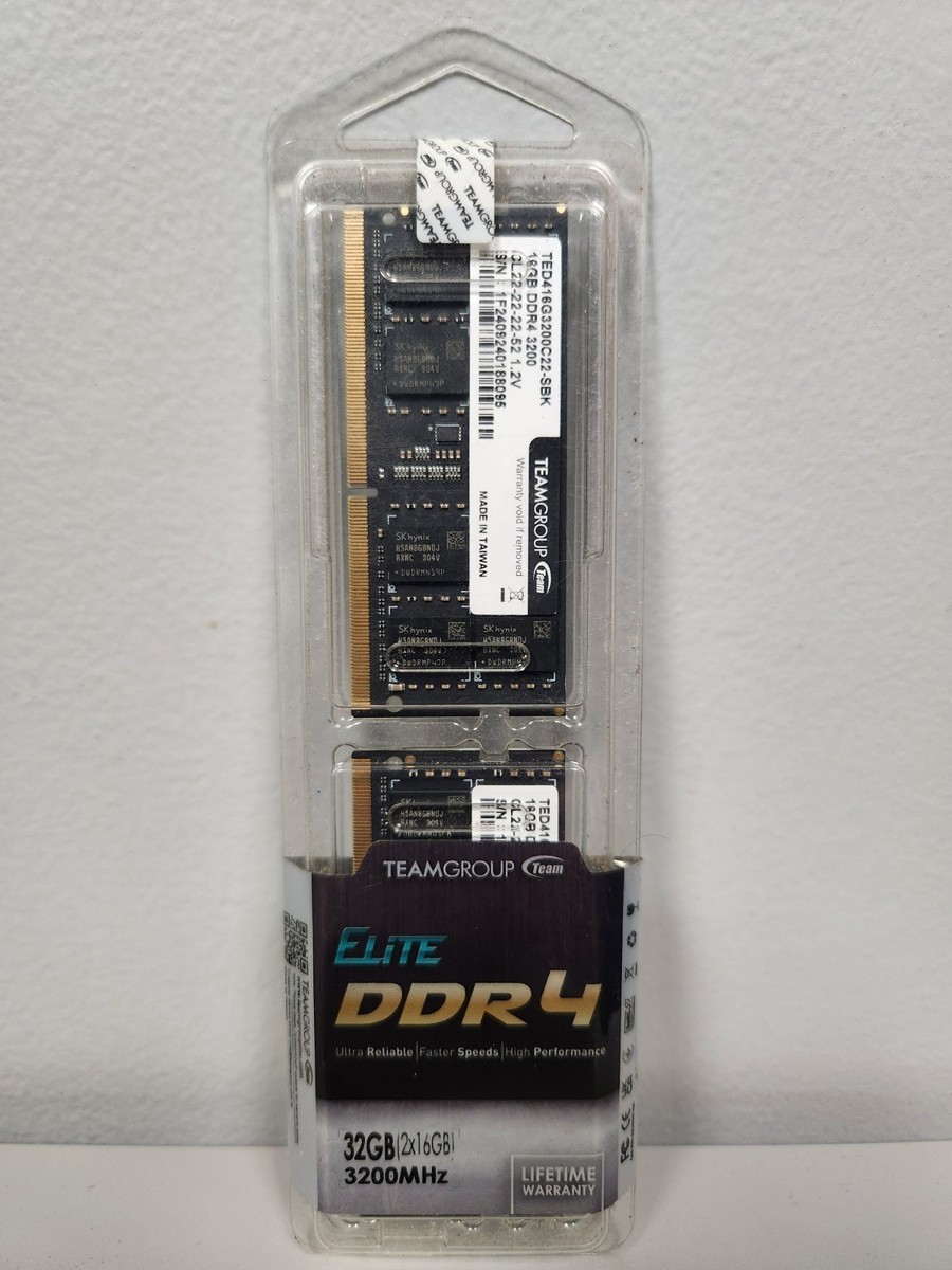 New TeamGroup Elite DDR4 2x16GB 3200MHz RAM TED416G3200C22-SBK