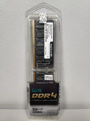 New TeamGroup Elite DDR4 2x16GB 3200MHz RAM TED416G3200C22-SBK FREE S&H!! - Image 1 of 3