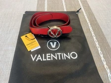 Valentino by Mario Valentino Women's Leather Belt $350 Red Fuego Large NWT