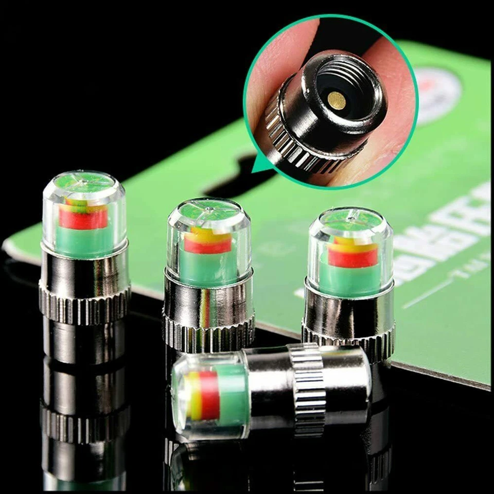 Car Tire Valve Stem Caps Pressure Monitor Sensor Indicator 3 Color Alert 8 Dwyhd - Image 4 of 4