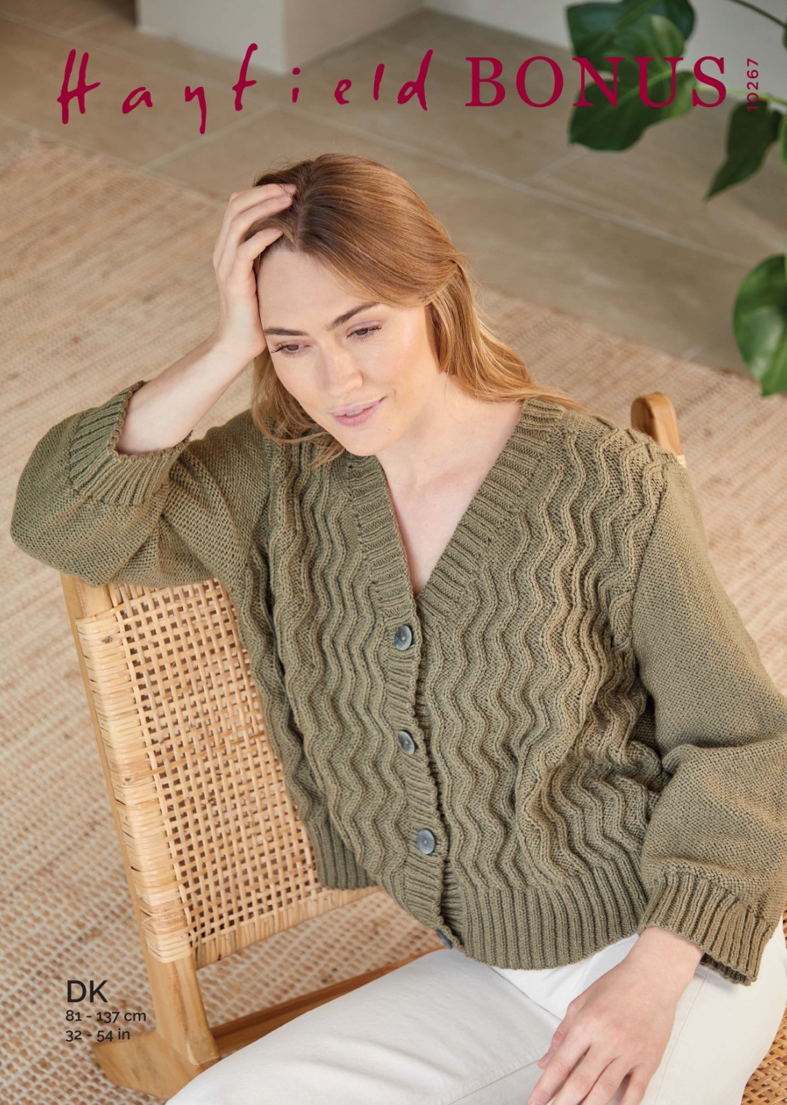 Hayfield Bonus DK Knitting Pattern - 10267 Ladies Cardigan (32-50in)