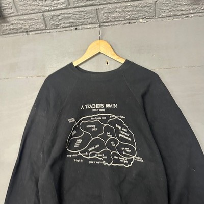 Discus Athletic A Teachers Brain Sweatshirt XL Black Graphic Print Raglan