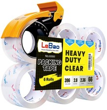 Heavy Duty Clear Packing Tape with Dispenser   6 Rolls Pack Tape, 2.36 Inch x...
