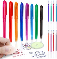 8-Color Pack Erasable Pens,0.5mm Frixion Gel Pens with 8 Refills and 2 Erasers,