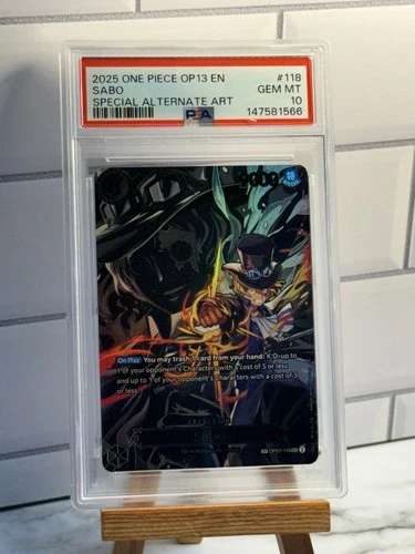 2025 ONE PIECE OP13 EN SABO OP07-118 SPECIAL ALTERNATE ART PSA 10
