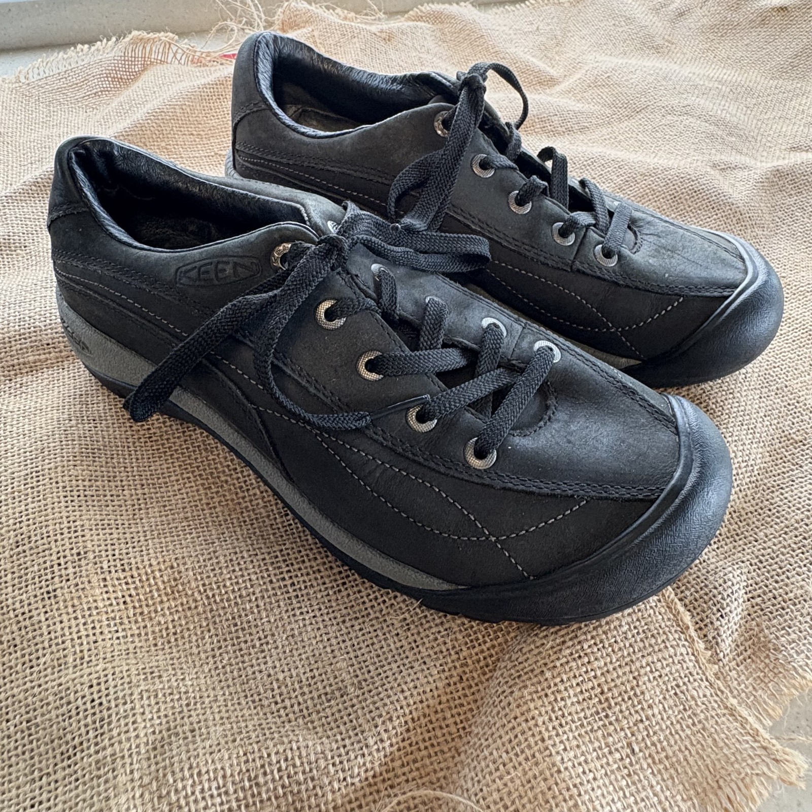 Scarpe Keen Donna 7 Nero Toyah Pelle Stringate Lavoro Passeggio Casual Sneakers