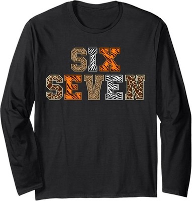 Animal Print Clothes Six Seven Zoo 67 Meme Design Long Sleeve T-Shirt