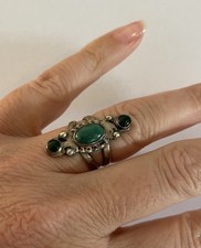 Vintage Sterling Silver Ring .925 Green Turquoise Size 6 Western Native 