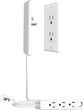 3FT Ultra Flat Plug Extension Cord 3 Outlet Strip