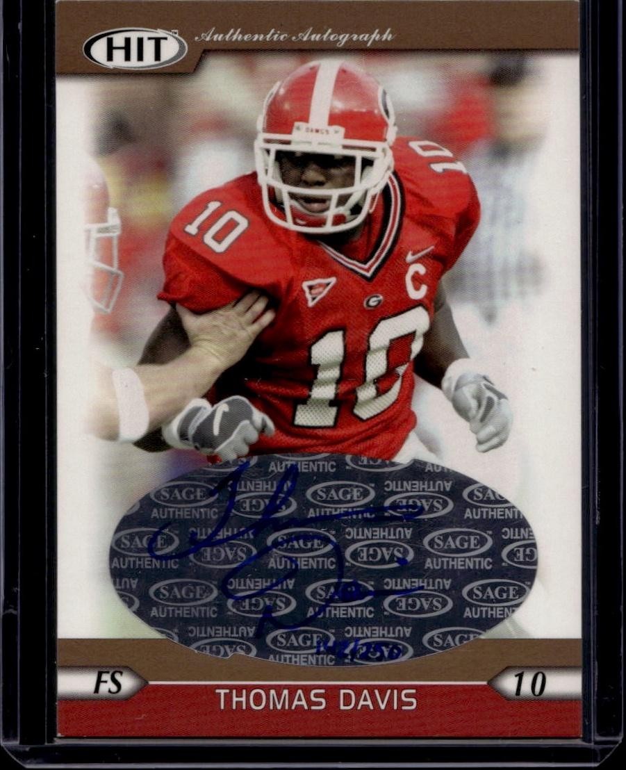 2005 SAGE HIT #A10 Thomas Davis Autographs Gold #/250
