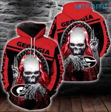 Georgia Bulldogs Hoodie 3D Skull Death Logo Georgia Bulldogs Gift Size S-5 XL