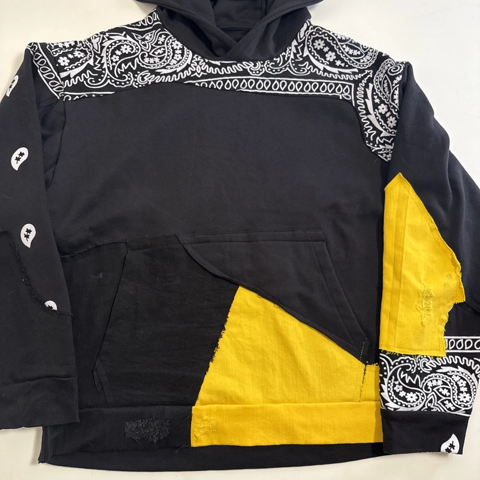 Jordan Craig Sudadera con Capucha Para Hombres 3XL Patchwork Paisley Pullover Negro Foto 3 de 4