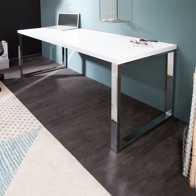 Design Schreibtisch WHITE DESK 140cm Bürotisch hochglanz Computertisch weiss