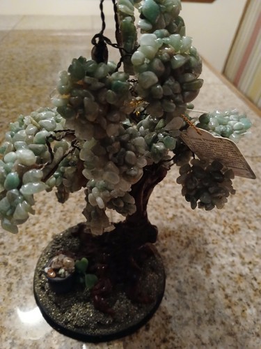Jade Gemstone Bonsai Tree For Good Luck 10" Tall - Picture 2 of 23