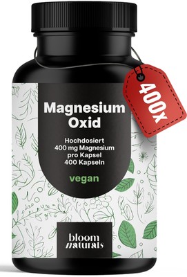 Magnesium 400mg - 669mg Magnesiumoxid - 400 Kapseln - Vegan - Laborgeprüft