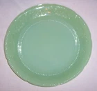 VTG Fire-King Jadeite Dinner Plate 9 1/8" Alice Pattern Anchor Hocking with Logo