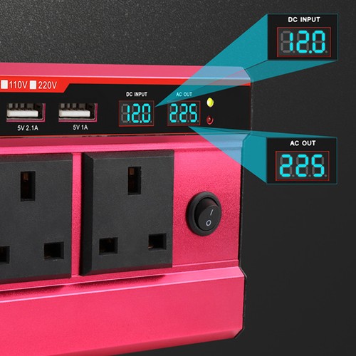 6000W Peak Power Inverter DC 12V to AC 220V Car Converter 4 USB 2 Sockets - Picture 10 of 13