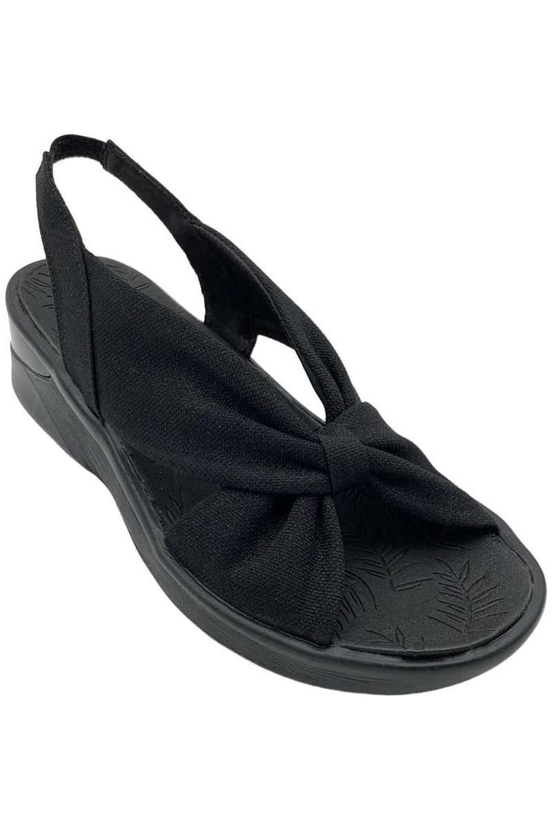 LifeStride Smile 3 Washable Slide Wedge Sandals in Black