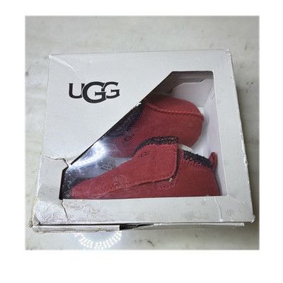 UGG Baby Tasman Red Suede Bootie Lined Hook & Loop 12-18 Months Size 04/05