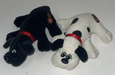 Lot Of 2 Vintage 1980’s Tonka Pound Puppies 8” Black & White W/Spots