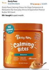 Zesty Paws Calming Bites Behavior For all Ages Dogs 90 ct Peanut Butter Flavor