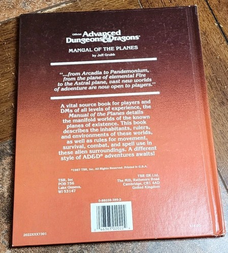 Manual of the Planes 1st Edition 1st Print AD&D 2022 1987 Dungeons & Dragons TSR - 第 6/16 張圖片