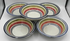Multi Stripe by Pier 1 Bowl Set of 5 Pattern PERMUS Lot B GLAZE FLAWS