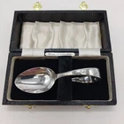 Angora EPNS Baby Spoon Curved Handle England Vintage 1950s Floral Handle Boxed