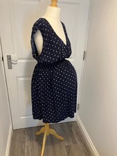 Ladies Size XL H&M Mama Maternity Dress Navy Polka Dot