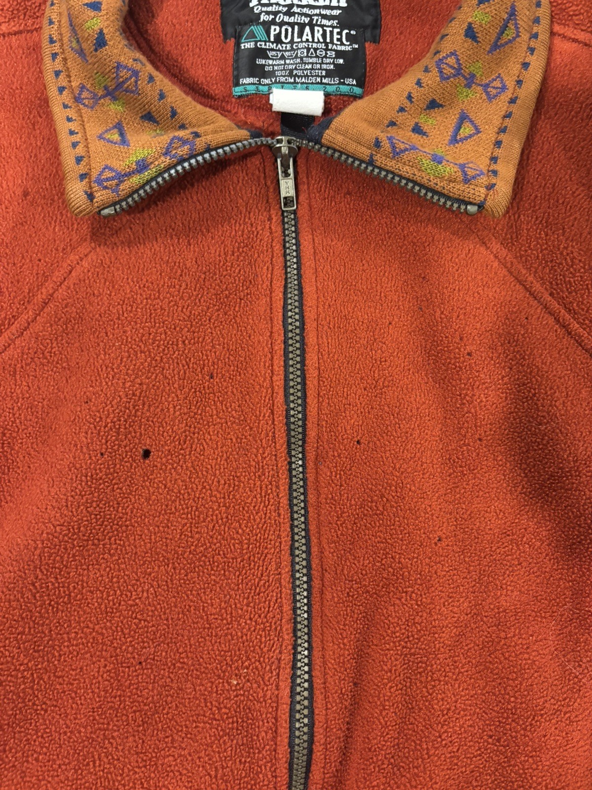 Marker Polartec Aztec Pattern Orange Full Zip Fle… - image 4