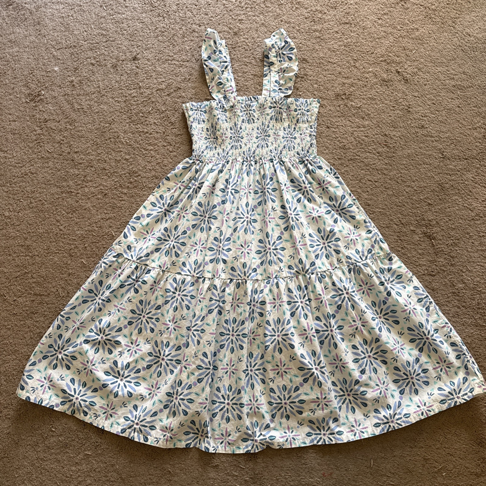 Tea Collection Girls Size 14 Smocked Sundress with Ruffle Straps-image