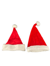 Lot of 2 Red White Santa Hats - Festive Holiday Accessories Decor
