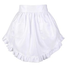 Waist Apron with Pockets White Half Apron Maid Apron Cooking Aprons for Women...