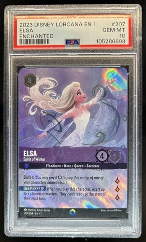 2023 Disney Lorcana Elsa - Spirit of Winter Alt Art Enchanted #207/204 PSA 10