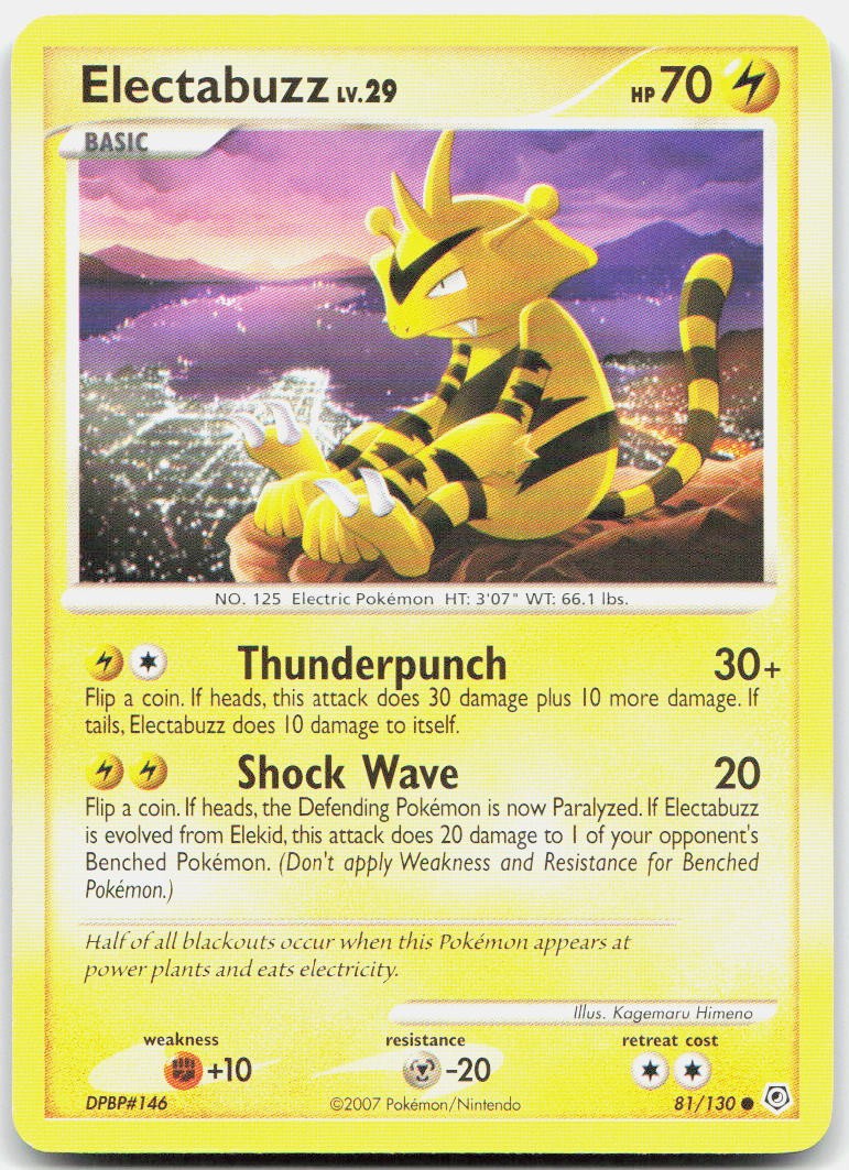 Electabuzz 81/130 Common Diamond & Pearl Pokemon Moderately Played