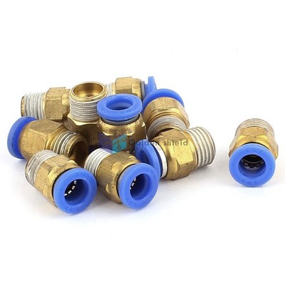 10 Pcs NPT Male Thread Dia Tube Straight Push in Connect Fitting  1/4'' to 5/16'' 