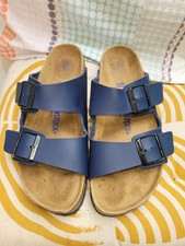 BIRKENSTOCK ~741 BLUE SUEDE & LEATHER  ARIZONA SANDALS -  Excellent 