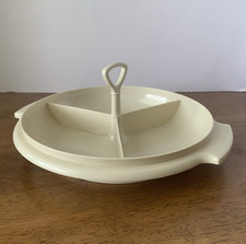 Tupperware White Round Divided Serving Tray S...
