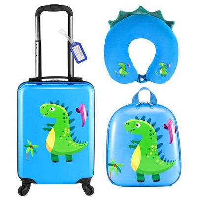 Sanwuta 4 Pcs Kids Luggage Set Carry On Rolling Suitcase Backpack Neck Pillow...
