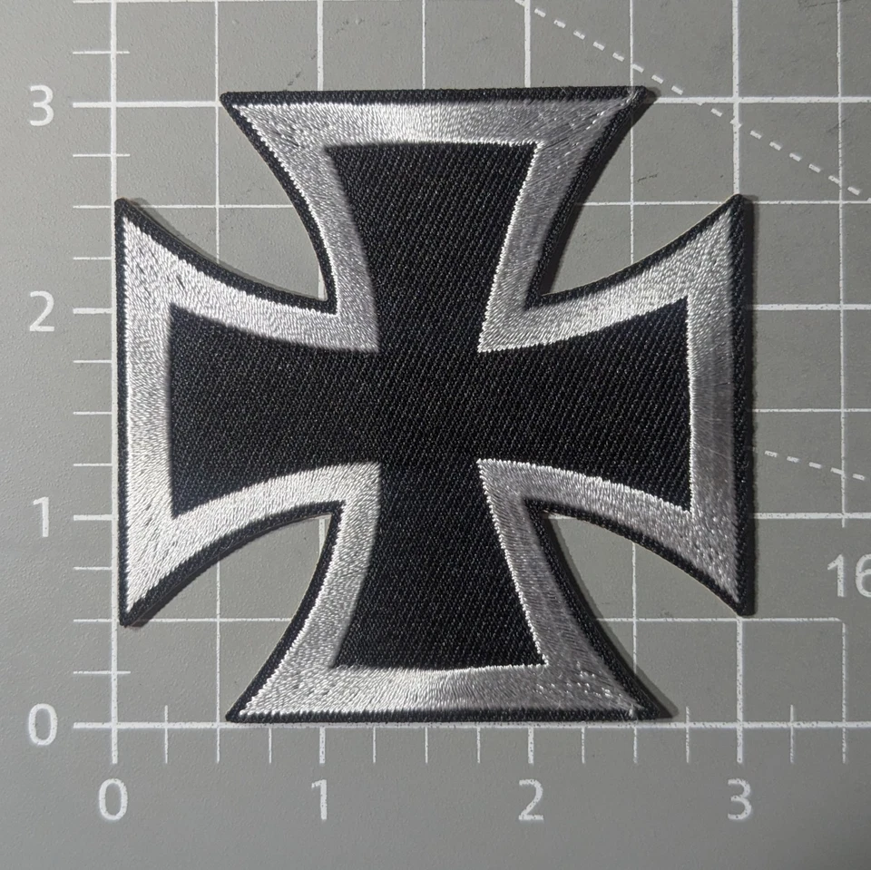 Iron Cross Patch Military Merit Bravery Sacrifice Biker Embroidered Iron On 3x3" - Image 2 of 3